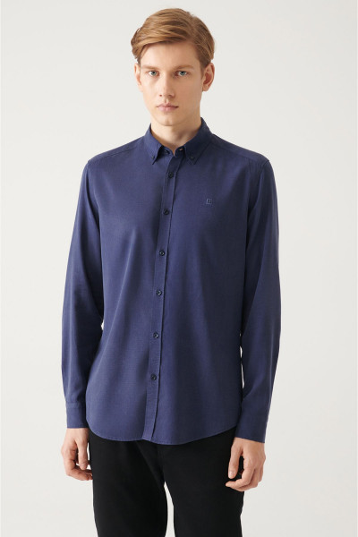 Lacivert Düğmeli Yaka Comfort Fit Tensel Gömlek B002001 Lacivert Düğmeli Yaka Comfort Fit Tensel Gömlek B002001