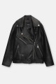 Oversize suni deri biker ceket Oversize suni deri biker ceket