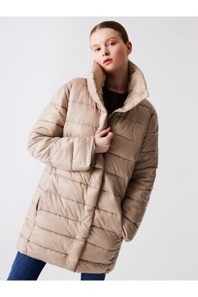 Kapüşonlu Şişme Bej Mont Kapüşonlu Şişme Bej Mont