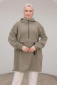 Trend Fermuar Detaylı Kapüşonlu Tunik - Küf Yeşili Trend Fermuar Detaylı Kapüşonlu Tunik - Küf Yeşili
