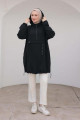 Trend Fermuar Detaylı Kapüşonlu Tunik - Siyah Trend Fermuar Detaylı Kapüşonlu Tunik - Siyah