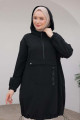 Trend Fermuar Detaylı Kapüşonlu Tunik - Siyah Trend Fermuar Detaylı Kapüşonlu Tunik - Siyah