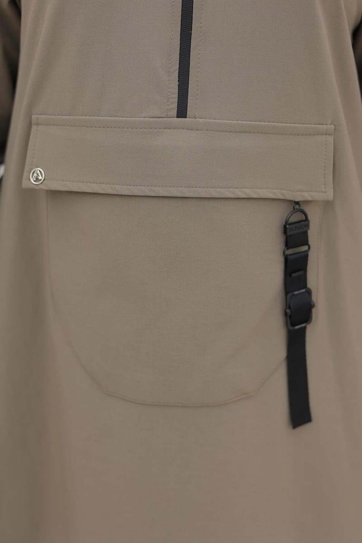Trend Fermuar Detaylı Kapüşonlu Tunik - Küf Yeşili Trend Fermuar Detaylı Kapüşonlu Tunik - Küf Yeşili