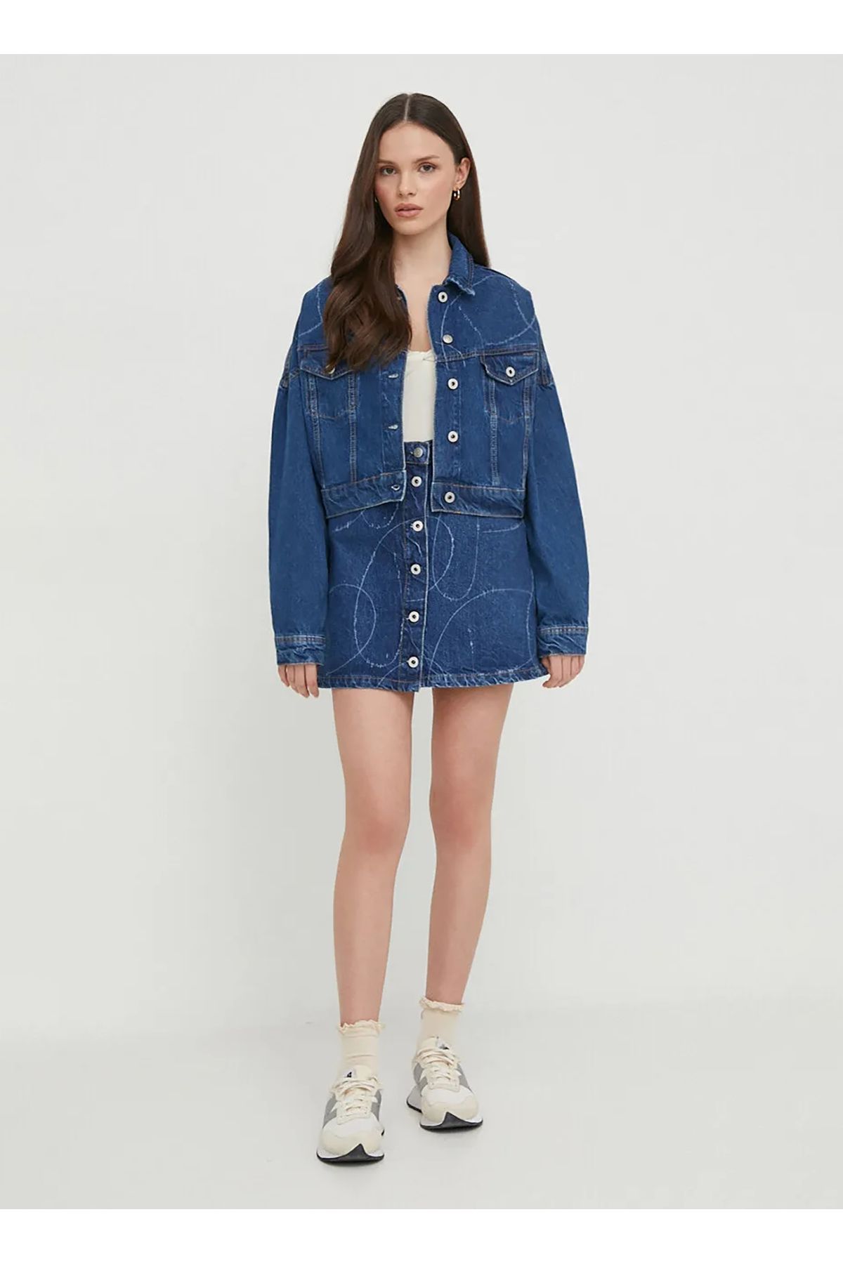 Koyu Mavi Kadın Denim Ceket PL402329 Koyu Mavi Kadın Denim Ceket PL402329