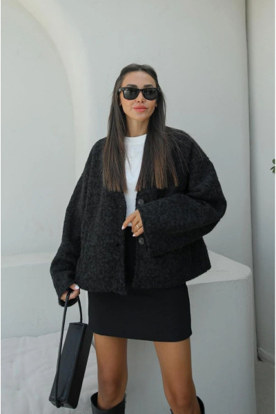 Siyah Kırçıllı Kaşe Ceket Siyah Kırçıllı Kaşe Ceket