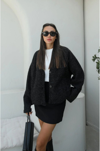 Siyah Kırçıllı Kaşe Ceket Siyah Kırçıllı Kaşe Ceket