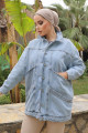 Kadın Büyük Cepli  Oversize Denim Kot Ceket