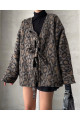 Üç Bağlamalı Leoparlı Kaşe Ceket - Füme ( ÖS ) Üç Bağlamalı Leoparlı Kaşe Ceket - Füme ( ÖS )