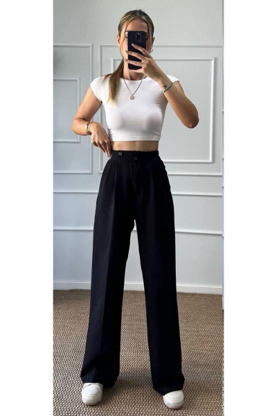 Kadın Siyah Kore Model Palazzo Pantolon Kadın Siyah Kore Model Palazzo Pantolon