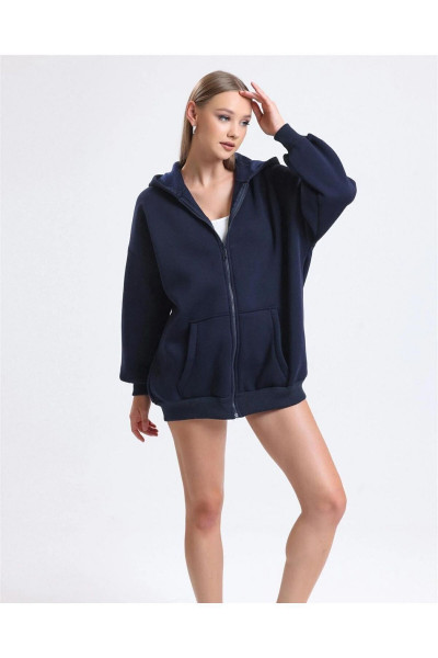Unisex-lacivert %100 Organik Pamuklu Kalın Kumaş Oversize / Geniş Kesim Fermuarlı Hırka Unisex-lacivert %100 Organik Pamuklu Kalın Kumaş Oversize / Geniş Kesim Fermuarlı Hırka