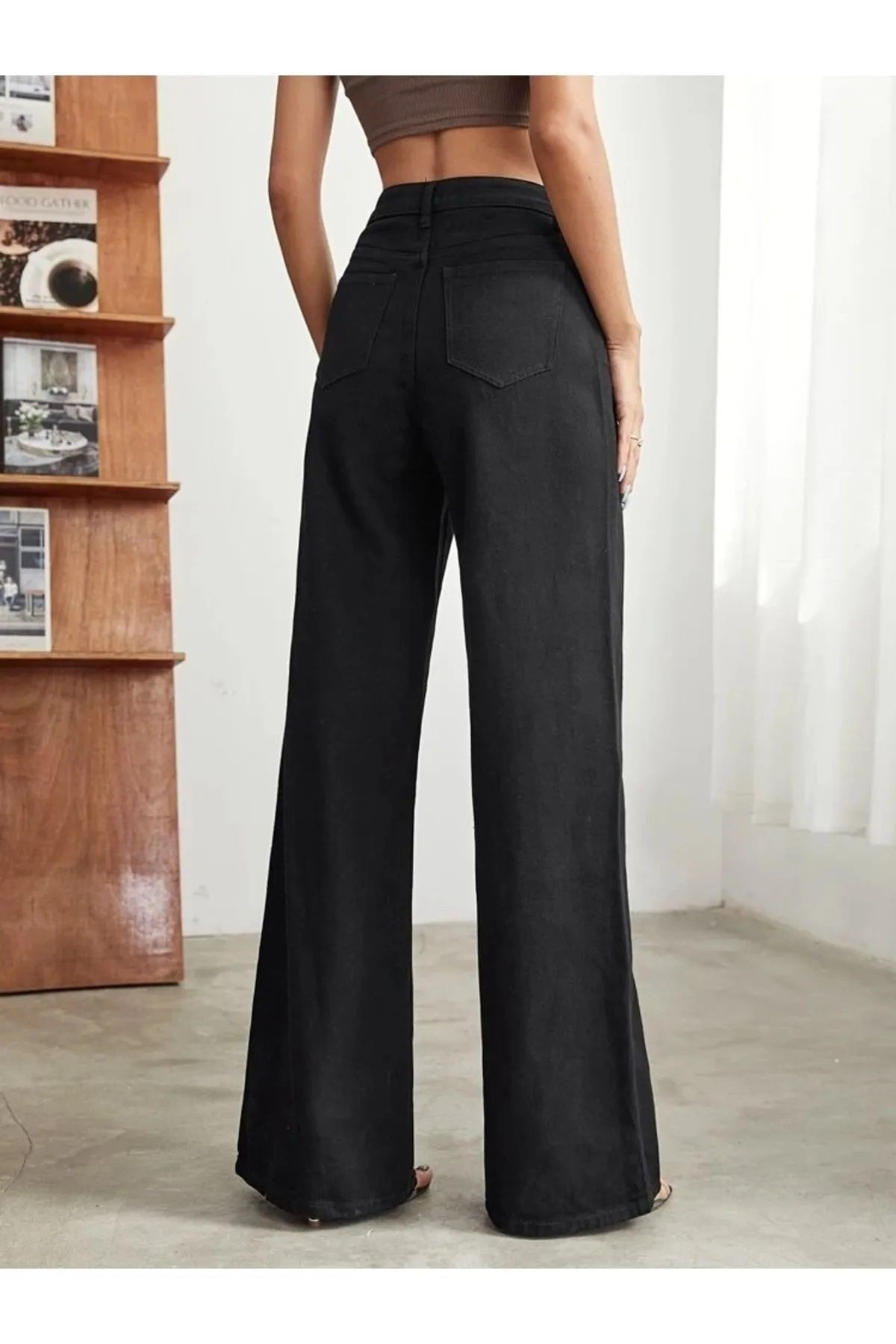 Lovely Siyah Solmaz Süper Yüksek Bel Kadın Salaş Jeans Palazzo Pantolon Lovely Siyah Solmaz Süper Yüksek Bel Kadın Salaş Jeans Palazzo Pantolon