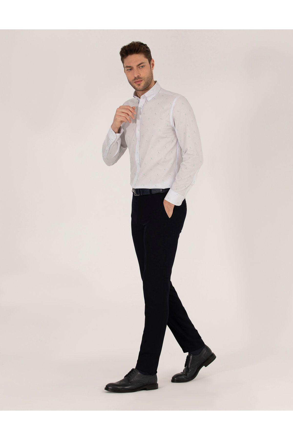 Açık Yeşil Slim Fit Uzun Kollu Gömlek 50264896-vr092