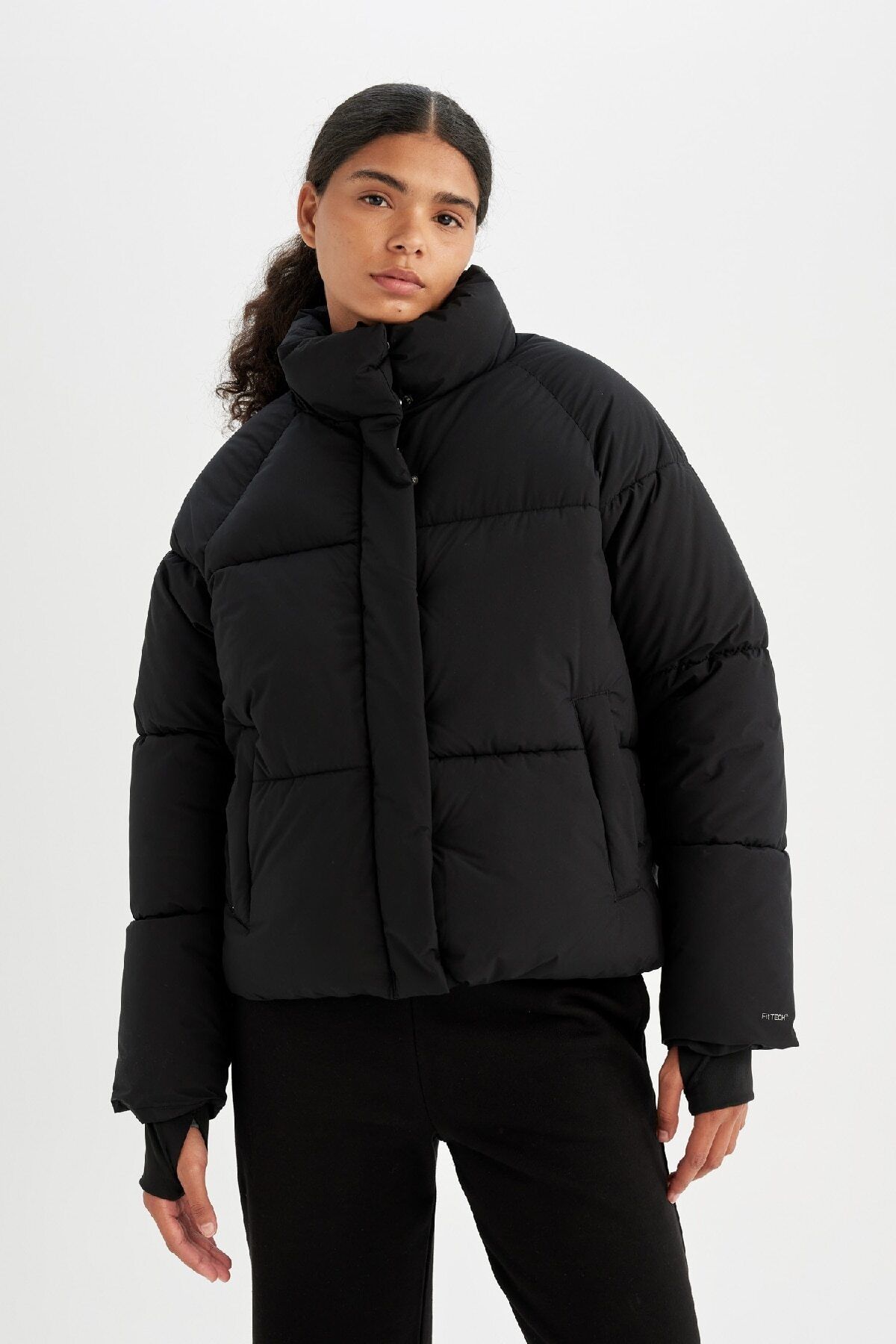 Fit Su Itici Puffer Şişme Mont Dik Yaka Fermuarlı Çıtçıtlı Cepli A1550ax24wn