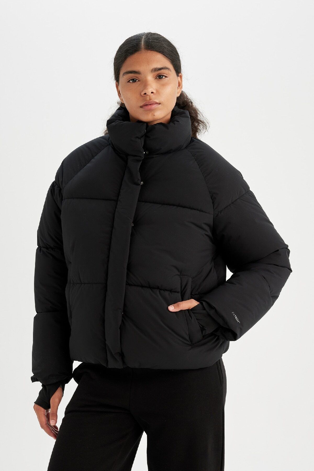 Fit Su Itici Puffer Şişme Mont Dik Yaka Fermuarlı Çıtçıtlı Cepli A1550ax24wn