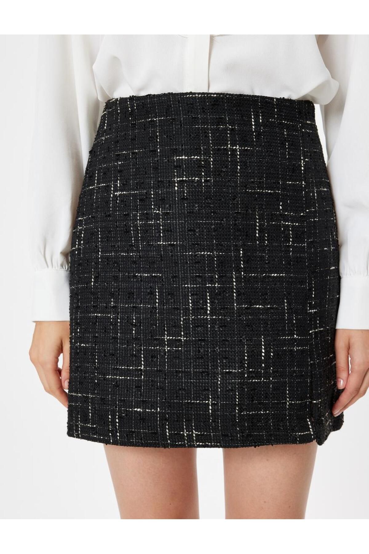 Yüksek Bel Mini Tüvit Etek A Kesim Slim Fit Yüksek Bel Mini Tüvit Etek A Kesim Slim Fit