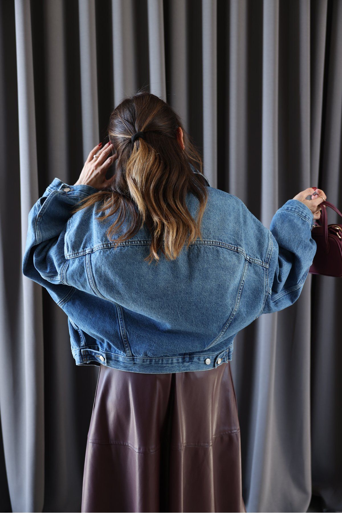 Yandan Cepli Oversize Denim Ceket Yandan Cepli Oversize Denim Ceket