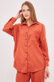 Kadın Somon Cepli Oversize İnce Fitilli Kadife Gömlek ARM-24K001076 Kadın Somon Cepli Oversize İnce Fitilli Kadife Gömlek ARM-24K001076
