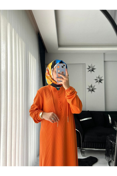 Oversize Düğmeli İpli Fitilli Tesettür Elbise Oversize Düğmeli İpli Fitilli Tesettür Elbise
