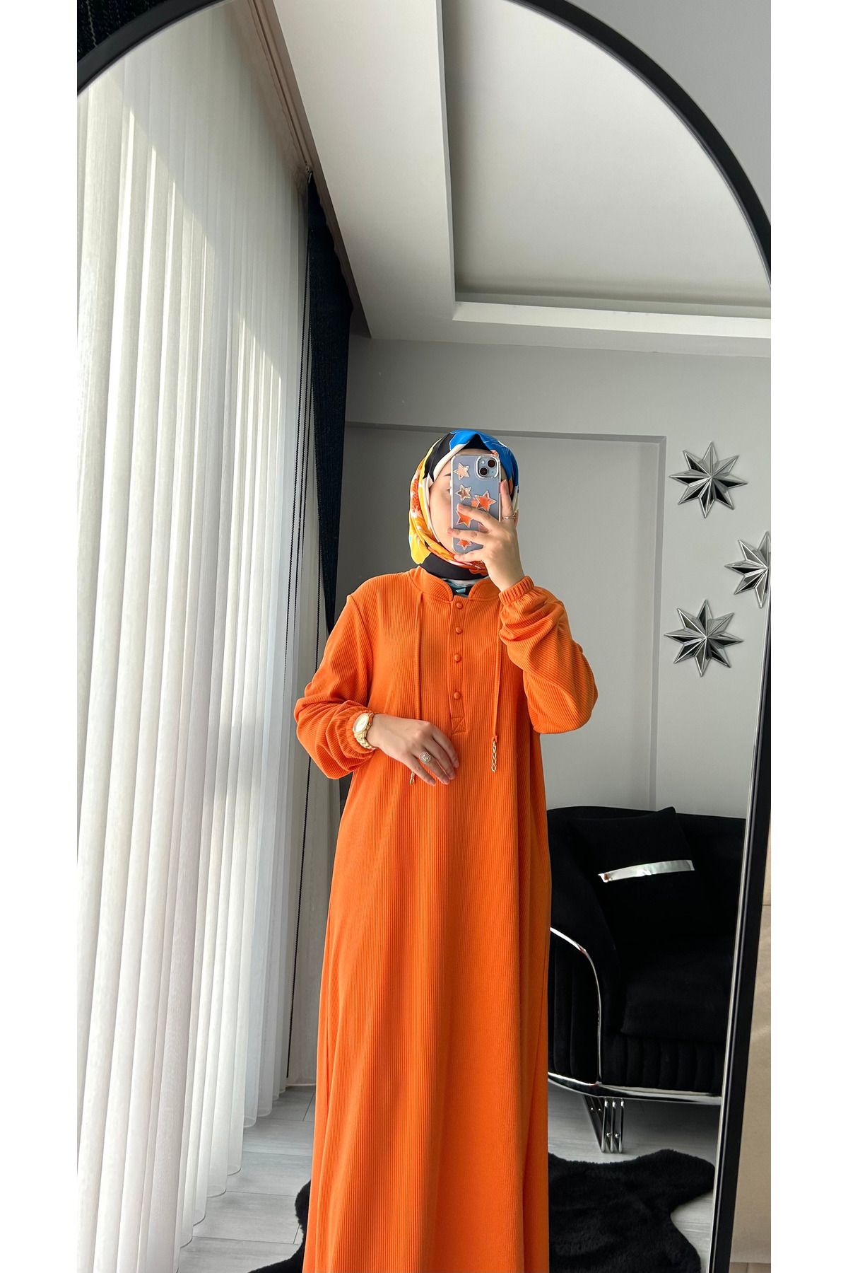 Oversize Düğmeli İpli Fitilli Tesettür Elbise Oversize Düğmeli İpli Fitilli Tesettür Elbise