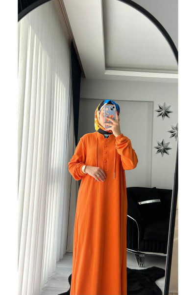 Oversize Düğmeli İpli Fitilli Tesettür Elbise Oversize Düğmeli İpli Fitilli Tesettür Elbise