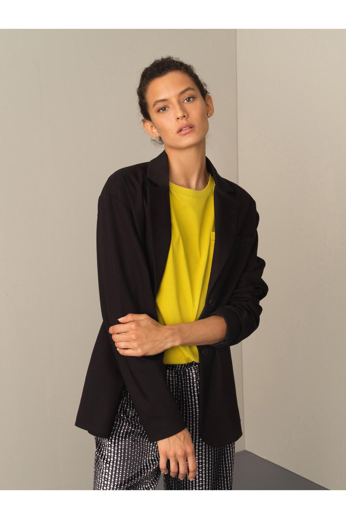 Pamuklu Oversize Uzun Blazer Ceket Pamuklu Oversize Uzun Blazer Ceket