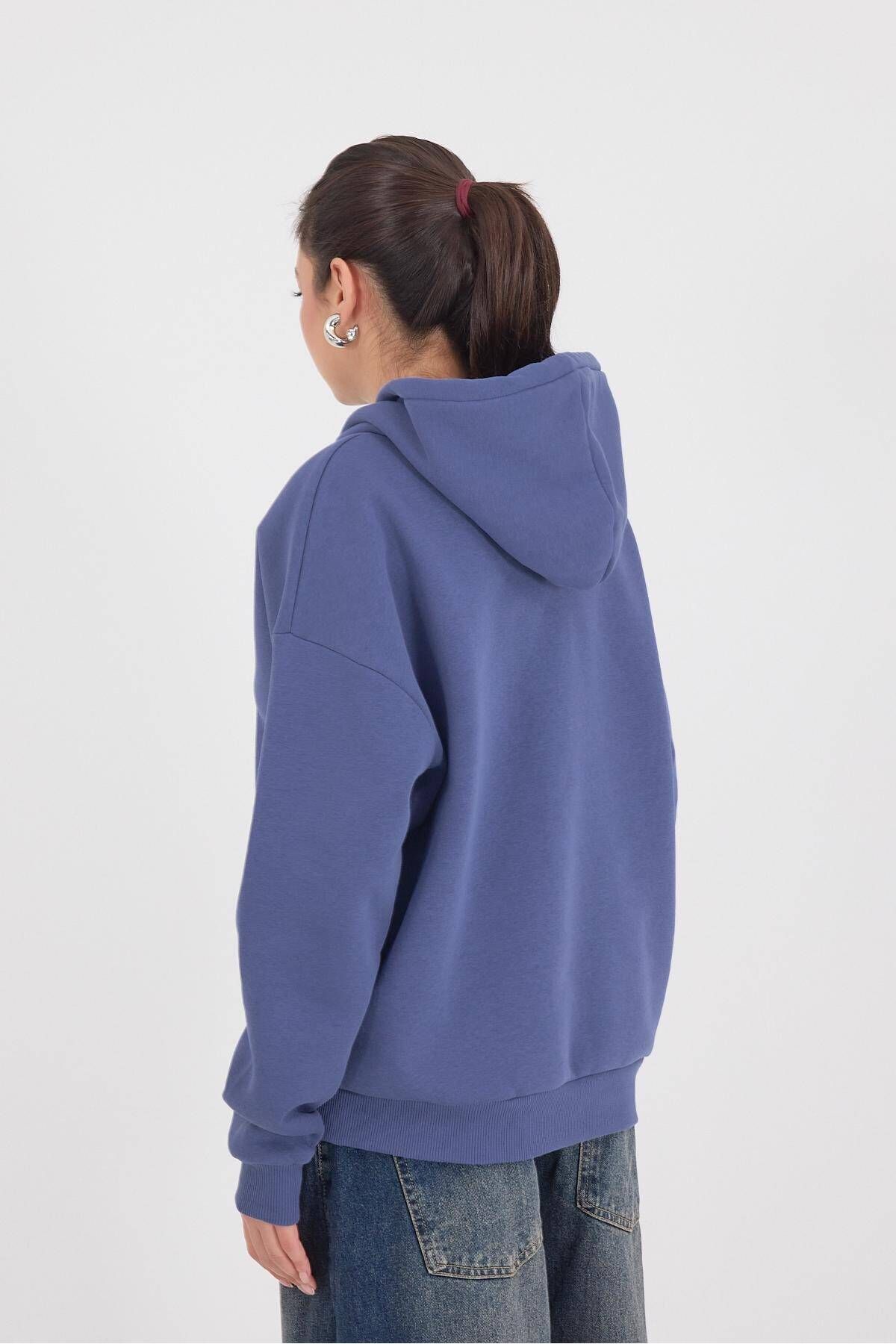 Kapüşonlu Şardonlu Basic Sweatshirt S1596