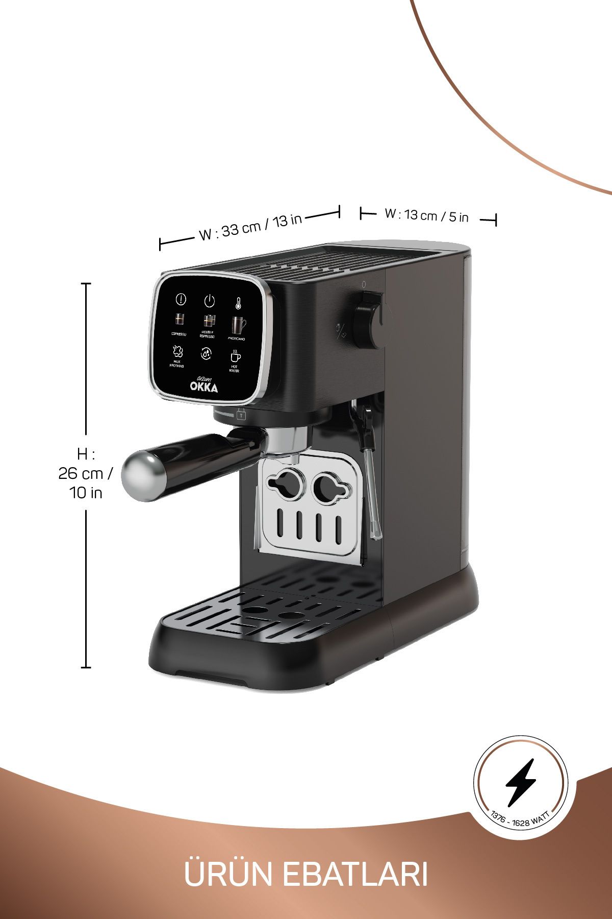 OK0034-05 Arzum Okka Espresso Solo Yarı Otomatik Espresso Makinesi - Krom OK0034-05 Arzum Okka Espresso Solo Yarı Otomatik Espresso Makinesi - Krom