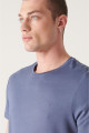 Erkek Indigo Ultrasoft Bisiklet Yaka Düz Modal T-shirt B001171