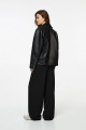 Oversize suni deri biker ceket Oversize suni deri biker ceket