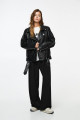 Oversize suni deri biker ceket Oversize suni deri biker ceket