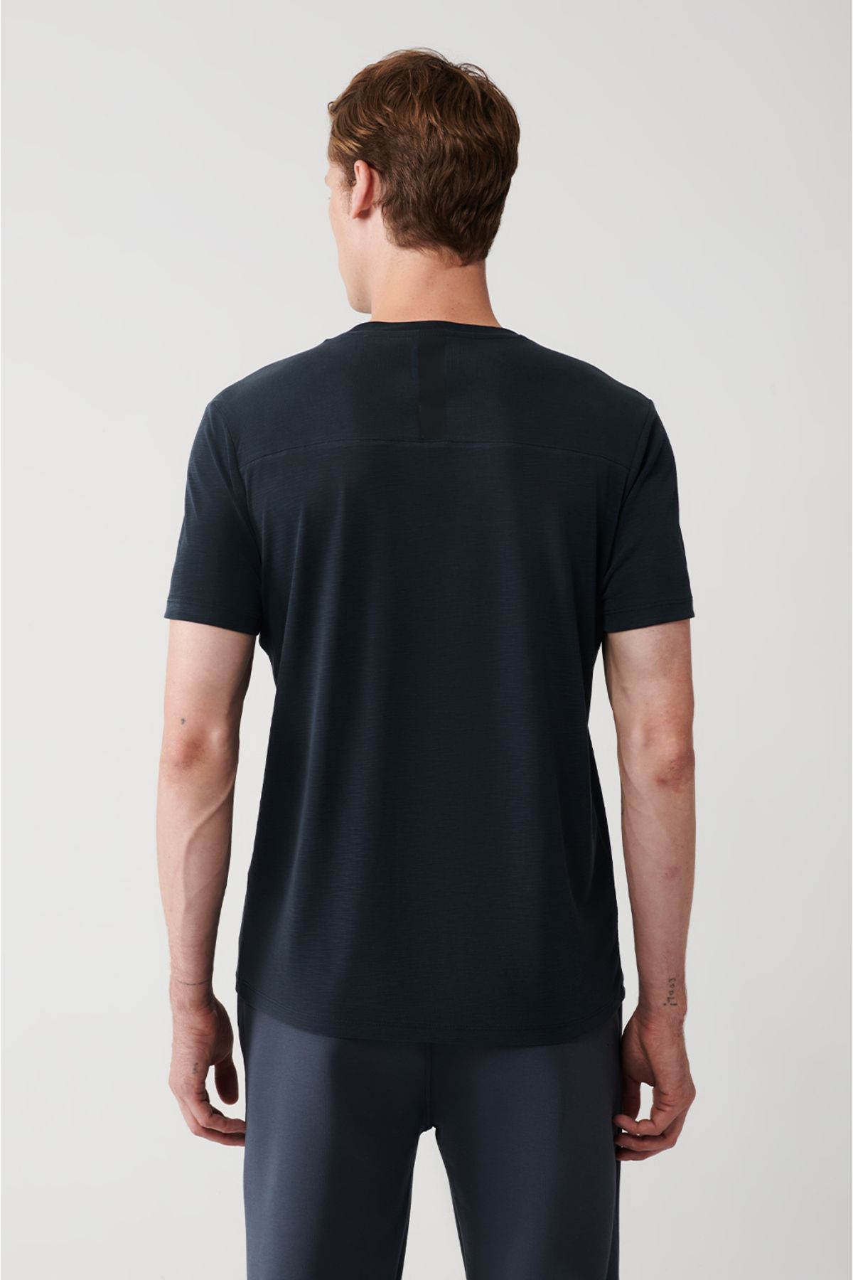 Erkek Antrasit Soft Touch Bisiklet Yaka Baskılı T-shirt A31y1195