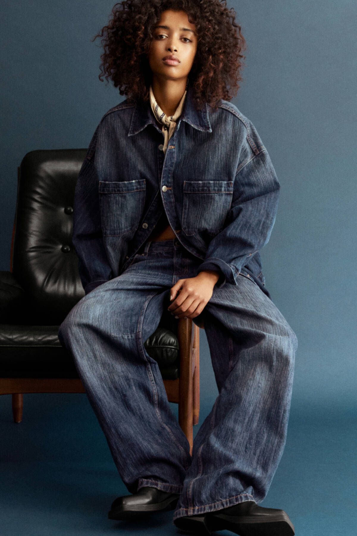 Oversize denim ince ceket