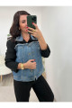 Siyah Denim Detaylı Tasarım Ceket Siyah Denim Detaylı Tasarım Ceket