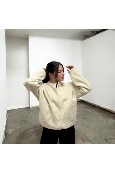 Yumuşak Dokulu Oversize Bomber Ceket Yumuşak Dokulu Oversize Bomber Ceket