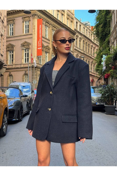 Oversize Kaşe Astarlı Blazer  Lacivert  Ceket Oversize Kaşe Astarlı Blazer  Lacivert  Ceket