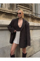 Oversize Kaşe Astarlı Blazer  Kahverengi Ceket Oversize Kaşe Astarlı Blazer  Kahverengi Ceket