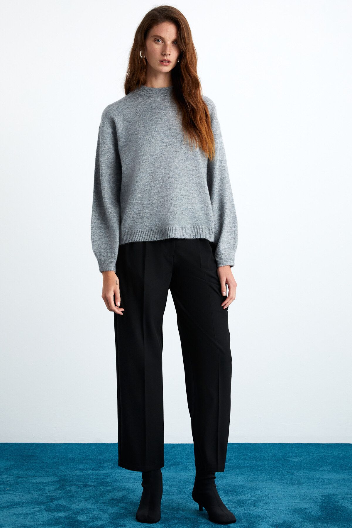 Nanna Kadın Oversize Fit Bol Kalıp Yuvarlak Yaka Recycle Triko Grimelanj Kazak Nanna Kadın Oversize Fit Bol Kalıp Yuvarlak Yaka Recycle Triko Grimelanj Kazak