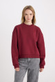 Regular Fit Bisiklet Yaka Basic Kalın Kumaş Bordo Sweatshirt D6645ax24wn