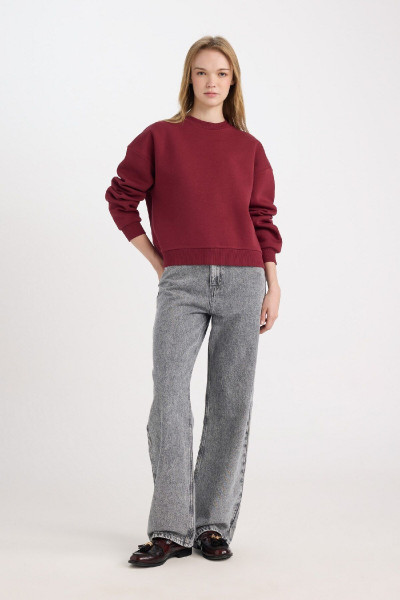 Regular Fit Bisiklet Yaka Basic Kalın Kumaş Bordo Sweatshirt D6645ax24wn Regular Fit Bisiklet Yaka Basic Kalın Kumaş Bordo Sweatshirt D6645ax24wn