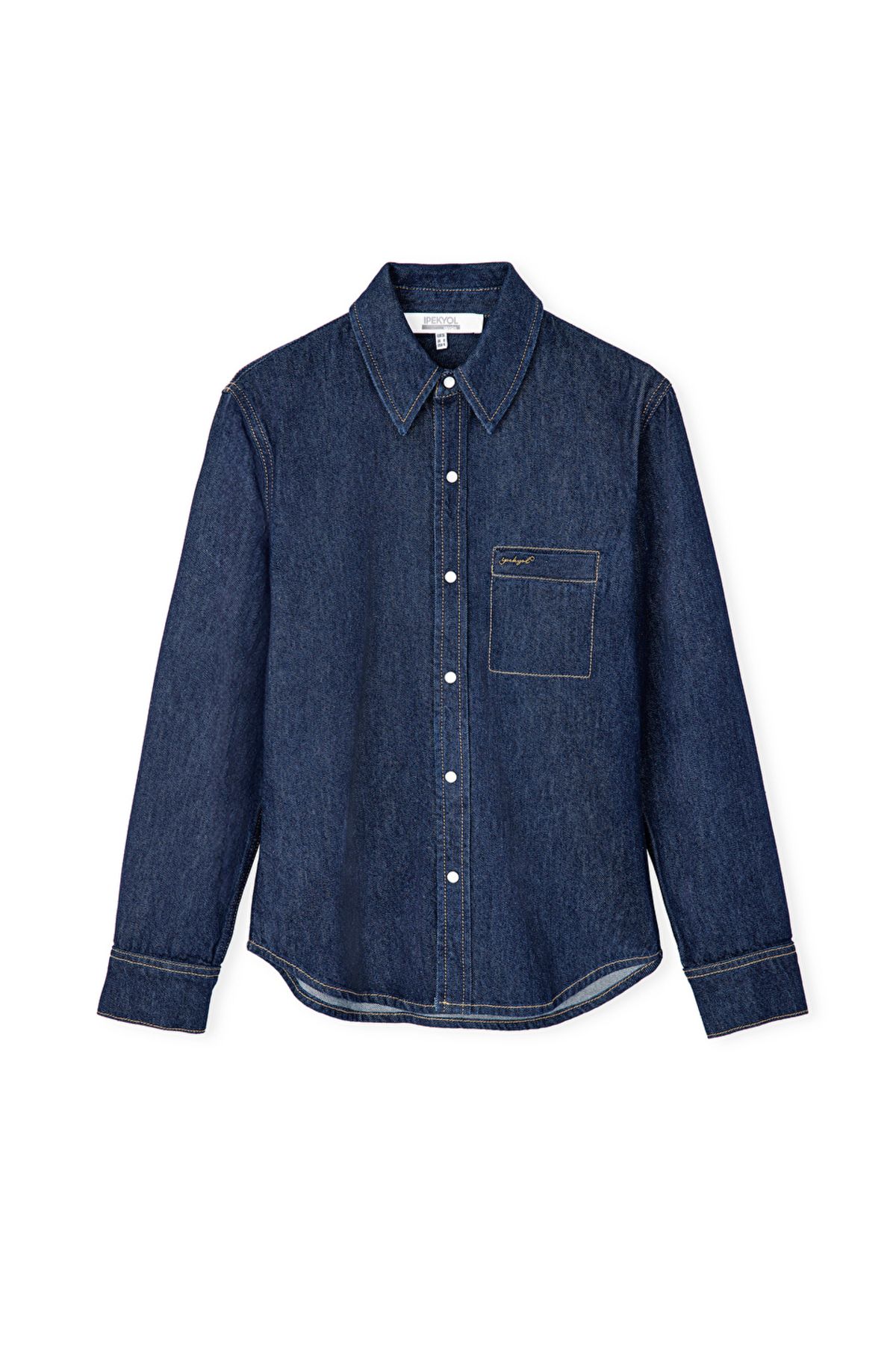 Metal aksesuarlı denim gömlek Metal aksesuarlı denim gömlek
