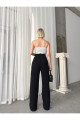 Siyah Düğmeli Yüksek Bel Pileli Wide Leg/Geniş Kesim Örme Palazzo Pantolon Siyah Düğmeli Yüksek Bel Pileli Wide Leg/Geniş Kesim Örme Palazzo Pantolon