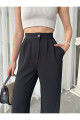 Siyah Düğmeli Yüksek Bel Pileli Wide Leg/Geniş Kesim Örme Palazzo Pantolon Siyah Düğmeli Yüksek Bel Pileli Wide Leg/Geniş Kesim Örme Palazzo Pantolon