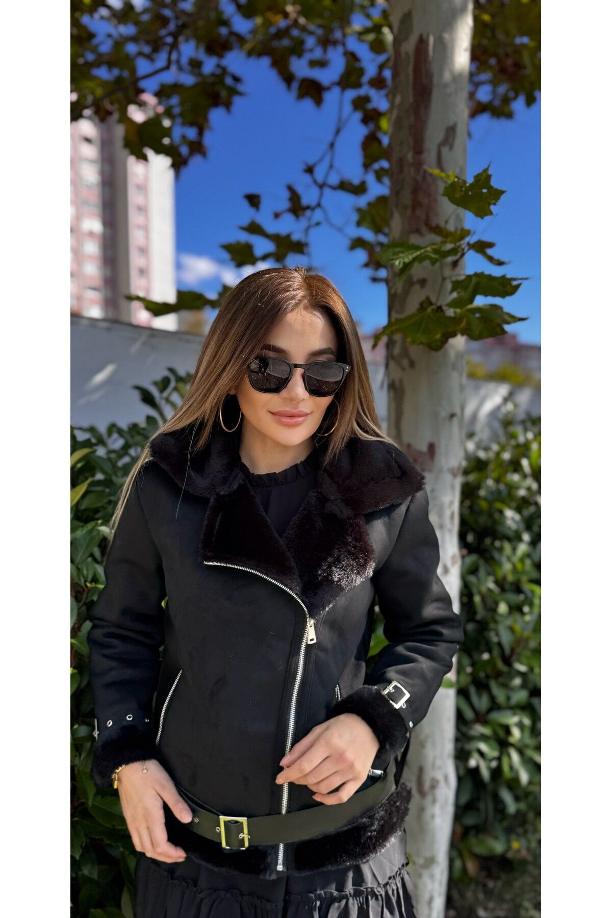 Kürk Detaylı Süet Mont Kürk Detaylı Süet Mont