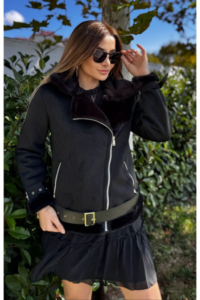 Kürk Detaylı Süet Mont Kürk Detaylı Süet Mont