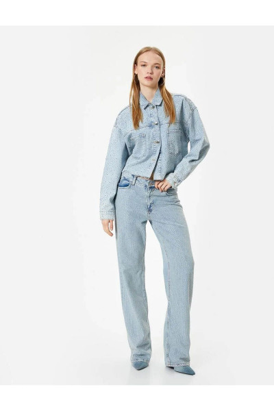 Taşlı Kot Pantolon Düşük Bel Düz Paça - Nora Longer Straight Jeans Taşlı Kot Pantolon Düşük Bel Düz Paça - Nora Longer Straight Jeans