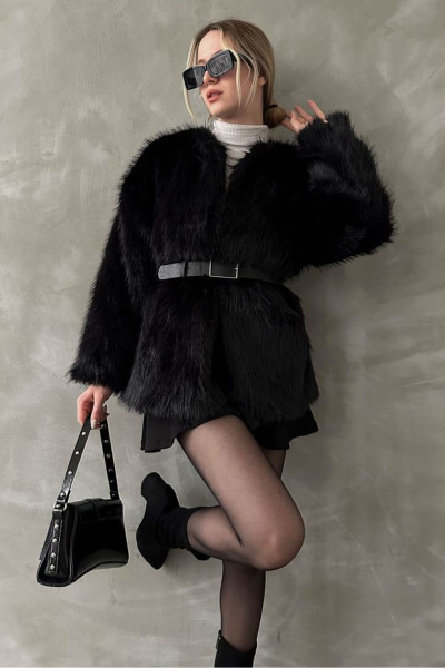 Kadın Siyah Hakim Yaka İçi Astarlı Kancalı Oversize Tüylü Peluş Premium Suni Kürklü Uzun Ceket Mont Kadın Siyah Hakim Yaka İçi Astarlı Kancalı Oversize Tüylü Peluş Premium Suni Kürklü Uzun Ceket Mont