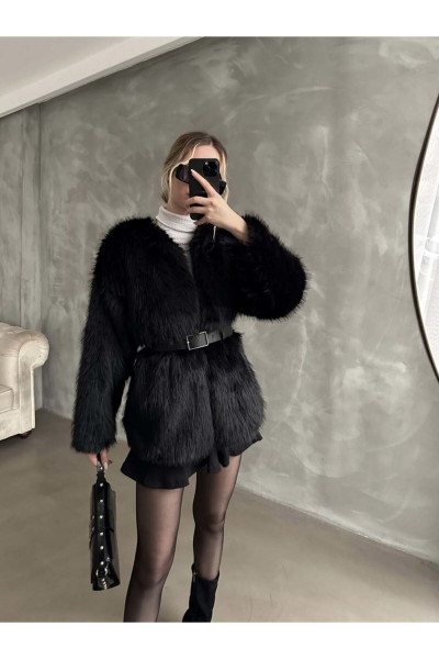 Kadın Siyah Hakim Yaka İçi Astarlı Kancalı Oversize Tüylü Peluş Premium Suni Kürklü Uzun Ceket Mont Kadın Siyah Hakim Yaka İçi Astarlı Kancalı Oversize Tüylü Peluş Premium Suni Kürklü Uzun Ceket Mont