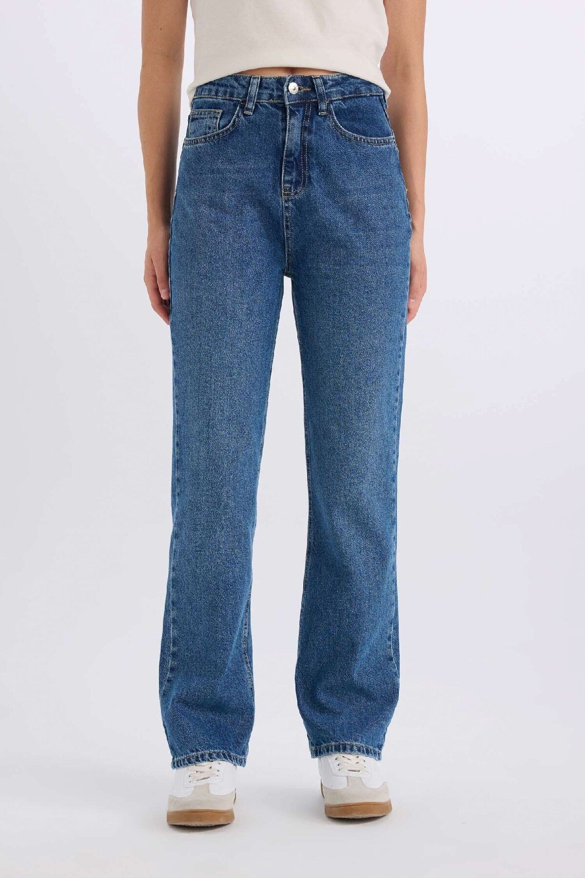 Straight Fit Yüksek Bel Bilek Boy Jean Yıkamalı Pantolon E0734AX24WN Straight Fit Yüksek Bel Bilek Boy Jean Yıkamalı Pantolon E0734AX24WN