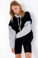 Kadın Siyah Renk Bloklu Oversıze Kapüşonlu Sweatshirt ALC-X4977 Kadın Siyah Renk Bloklu Oversıze Kapüşonlu Sweatshirt ALC-X4977