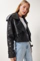 Kadın Siyah Oversize Suni Deri Ceket OH00059 Kadın Siyah Oversize Suni Deri Ceket OH00059